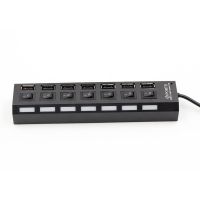 USB хаб Memos 7SW на 7 портов USB 2.0 Black, разветвитель с кнопками on off HUB Черный 