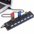 USB хаб Memos 7SW на 7 портів USB 2.0 Black, розгалужувач із кнопками on off HUB Чорний
