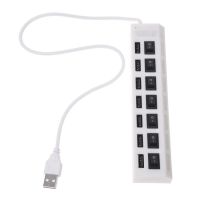 USB хаб Memos 7SW на 7 портов USB 2.0 White, разветвитель с кнопками on off HUB белый