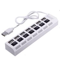 USB хаб Memos 7SW на 7 портов USB 2.0 White, разветвитель с кнопками on off HUB белый