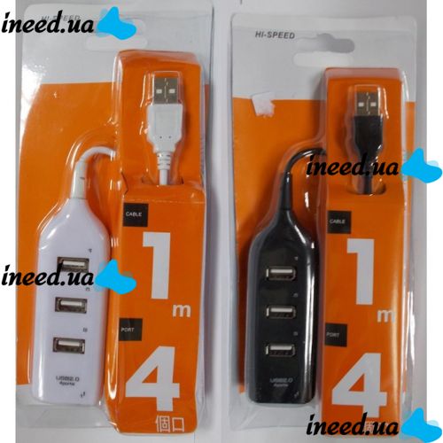 USB хаб Hi-Speed XD4 White на 4 порта, Универсальный разветвитель с 4 выходами концентратор переходник HUB 480 Мбит для компьютера от USB Белый