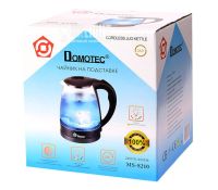 Стеклянный электрочайник Domotec MS-8210 Black 2200W 2.2 л, чайник электрический с цветной RGB подсветкой.
