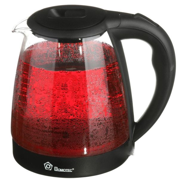Domotec MS-8210 Black 2200W 2.2L Glass electric kettle, electric kettle with RGB color Backlight