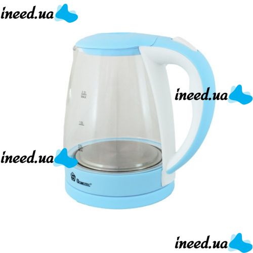 Domotec MS-8214 Sky Blue 2200W 2.2L Glass electric kettle, electric kettle with RGB color backlight