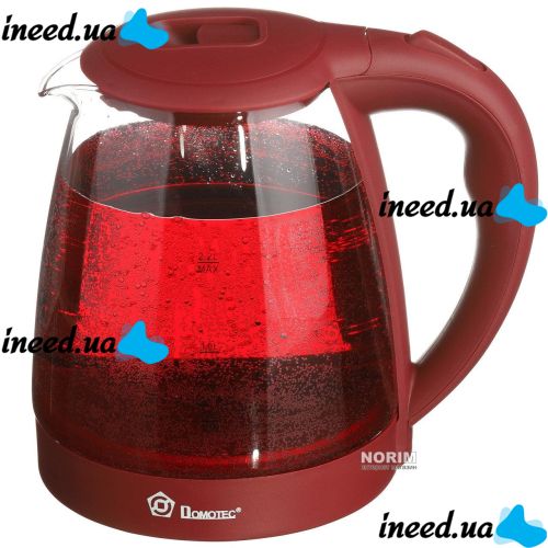 Стеклянный электрочайник Domotec MS-8213 Red 2200W 2.2 л, чайник электрический с цветной RGB подсветкой