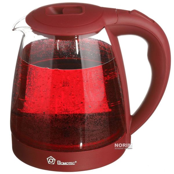Domotec MS-8213 Red 2200W 2.2L Glass electric kettle, electric kettle with RGB color backlight