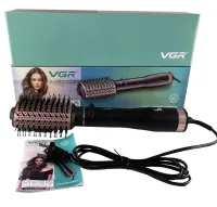 Фен щетка для сушки волос VGR V-494 2000W Black выпрямитель расческа браш с насадкой для укладки завивки и выпрямления электрическая фен-щетка Черная