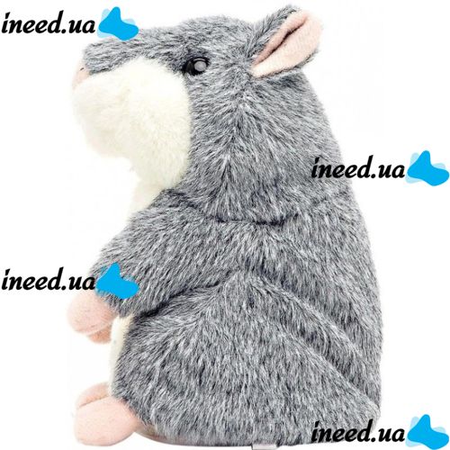 Интерактивная игрушка говорящий хомяк Woody O'Time WT0502 Grey, повторяет слова, хомячок повторюшка серый