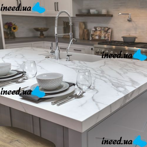 Self-adhesive Kitchen film 3m x 60cm Supretto WM-360 white marble, waterproof, vinyl for kitchen surfaces, walls, stoves, furniture