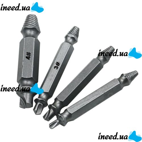 Набор экстракторов бит Easy Out Tool S2 4 шт в коробке, двухсторонние насадки для выкручивания сломанных, слизанных саморезов и болтов на шуруповерт