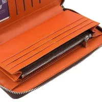 Мужской кошелек клатч Baellerry Leather Model 1 W009 Orange с отделением для телефона, Мужское портмоне на 21 отделений для купюр Оранжевый