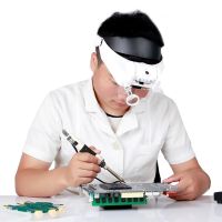 Бинокулярные налобные очки лупа с LED подсветкой MG82000M и набором увеличительных линз 1x, 1.5x, 2.0x, 2.5x, 3.5x, комбинирование Бинокуляр