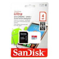 Карта памяти microSD SanDisk Ultra 4GB class 10 c переходником SDHC адаптер SDXC
