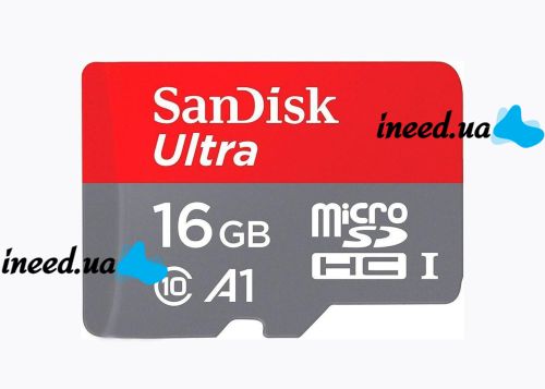 Карта памяти microSD SanDisk Ultra 16GB class 10 c переходником SDHC адаптер SDXC