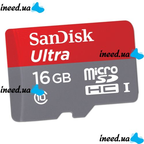 Карта памяти microSD SanDisk Ultra 16GB class 10 c переходником SDHC адаптер SDXC