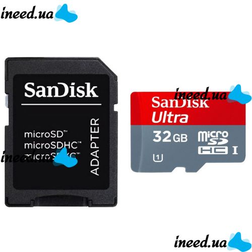 Карта памяти microSD SanDisk Ultra 32GB class 10 c переходником SDHC адаптер SDXC