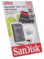 Карта памяти microSD SanDisk Ultra 32GB class 10 c переходником SDHC адаптер SDXC