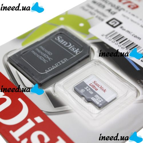 Карта памяти microSD SanDisk Ultra 32GB class 10 c переходником SDHC адаптер SDXC