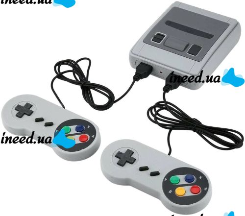 Портативная игровая ретро приставка Dendy 620 игр Денди 8 Bit Super Mini SFC, Детская консоль 8 бит с двумя джойстиками и встроенными играми Серая