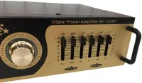 Стерео усилитель мощности звука UKC AV-121BT 200W, Пятиканальный портативный стереоусилитель с караоке на 2 микрофона, FM радио и Bluetooth USB