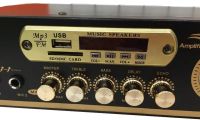 Стерео усилитель мощности звука UKC AV-121BT 200W, Пятиканальный портативный стереоусилитель с караоке на 2 микрофона, FM радио и Bluetooth USB