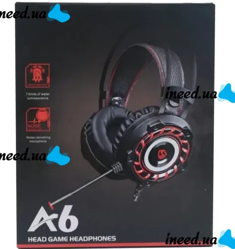 Игровые проводные наушники Jinoun A6 с микрофоном и RGB подсветкой для ПК, Геймерские полноразмерные наушники для компьютера и ноутбука USB AUX