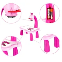 Children's Educational LED Projector for Drawing Projector Painting with Markers and a Table Set for Creativity Table with Slides Pink