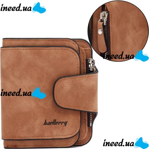 Женский замшевый кошелек Baellerry Forever Mini N 2346 Brown женское мини портмоне на 10 отделений для купюр и мелочи 10.5Х11.5 см Коричневый