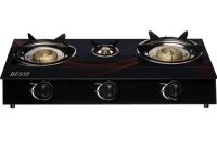Table gas taganok Besse F-1 with 3 burners, Glass three-burner gas stove with piezo ignition, Gas Hob Black