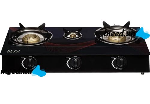Table gas taganok Besse F-1 with 3 burners, Glass three-burner gas stove with piezo ignition, Gas Hob Black