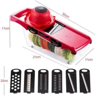 Мультислайсер Mandoline Slicer 6 в 1 Red, Ручная овощерезка для овощей и фруктов с контейнером, Слайсер, Терка мини комбайн 6в1 Красная