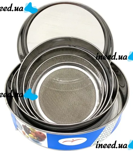 Round Strainer A-Plus BP-1262 Sieve Set for sifting flour and powdered sugar sieves of different diameters 6 pcs for sifting cocoa made of stainless steel