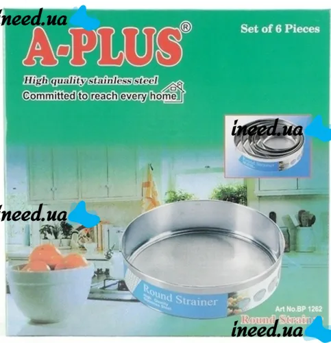 Round Strainer A-Plus BP-1262 Sieve Set for sifting flour and powdered sugar sieves of different diameters 6 pcs for sifting cocoa made of stainless steel
