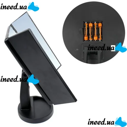 Cosmetic Triple Mirror with Touch Button Superstar Magnifying Mirror JN-817 3 in 1 with Magnification, Folding Mirror with LED Backlight Black