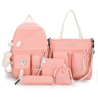 School Bag Set 5 in 1 Fashion YY156-2 Backpack, shopper bag, pencil case and cosmetic bag and a bag for small things to school, a teenage satchel with a badge