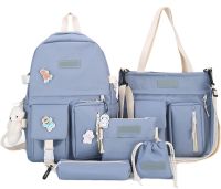 School Bag Set 5 in 1 Fashion YY156-2 Backpack, shopper bag, pencil case and cosmetic bag and a bag for small things to school, a teenage satchel with a badge