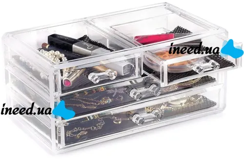 Настольный акриловый органайзер Акриловый Cosmetic Storage Box для косметики и мелочей, Косметический бокс с выдвижными ящиками Прозрачный