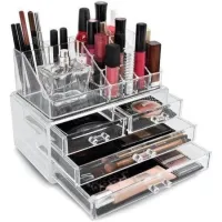 Настольный акриловый органайзер Акриловый Cosmetic Storage Box для косметики и мелочей, Косметический бокс с выдвижными ящиками Прозрачный