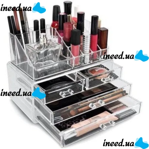 Настольный акриловый органайзер Акриловый Cosmetic Storage Box для косметики и мелочей, Косметический бокс с выдвижными ящиками Прозрачный