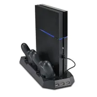 Подставка для игровой приставки PS4 Slim, Pro Skytech 5 в 1 Зарядная док-станция для джойстиков Playstation 4 стенд с охлаждением и usb-хаб