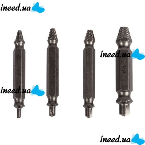 Набор экстракторов бит Easy Out Tool S2 4 шт в коробке, двухсторонние насадки для выкручивания сломанных, слизанных саморезов и болтов на шуруповерт