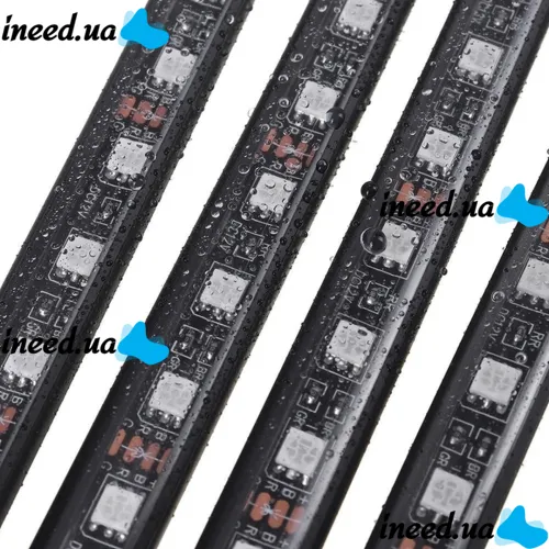 Car RGB LED Backlight RL-415 with Microphone from Cigarette Lighter for Car Interior, Waterproof Bluetooth Tape for iPhone Android