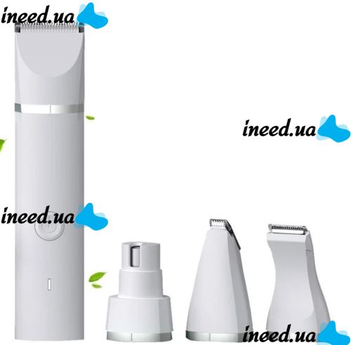 Беспроводная машинка для стрижки домашних животных 4 в 1 Pet Hair Cutter AND391 аккумуляторная для груминга собак и кошек с 4 съемными головками