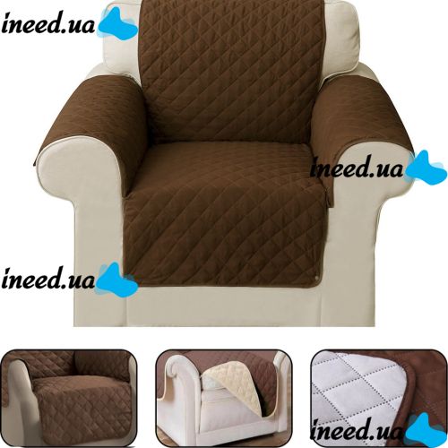 Двухсторонняя накидка чехол на кресло Couch Coat из микрофибры, Защитное двухстороннее водонепроницаемое стеганое покрывало для кресла