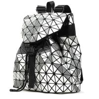 Спортивный женский геометрический рюкзак, Bao Bao Geometric Issey Miyake Silver Style, Маленький модный серебристый портфель Бао Бао из экокожи