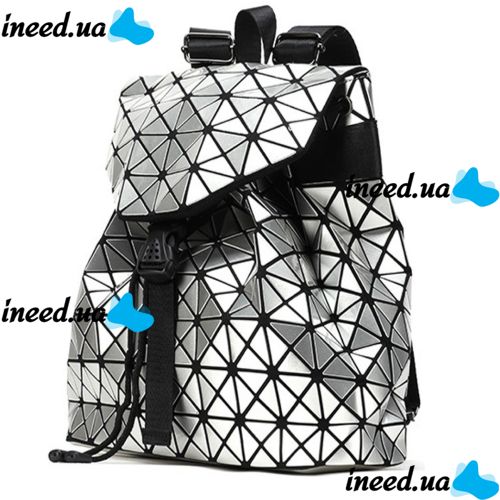 Спортивный женский геометрический рюкзак, Bao Bao Geometric Issey Miyake Silver Style, Маленький модный серебристый портфель Бао Бао из экокожи