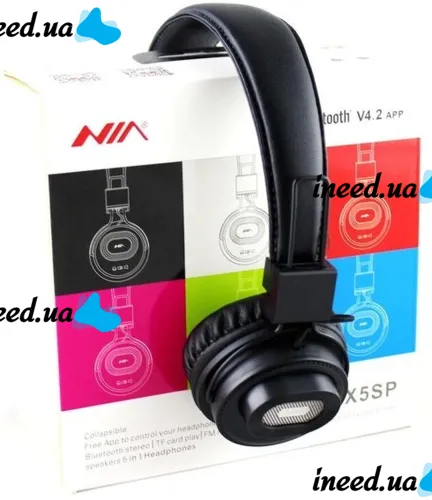 Беспроводные Bluetooth стерео наушники Nia X5SP складные стереонаушники 5 в 1 с микрофоном, МР3 плеером, FM радио блютуз, колонкой для телефона