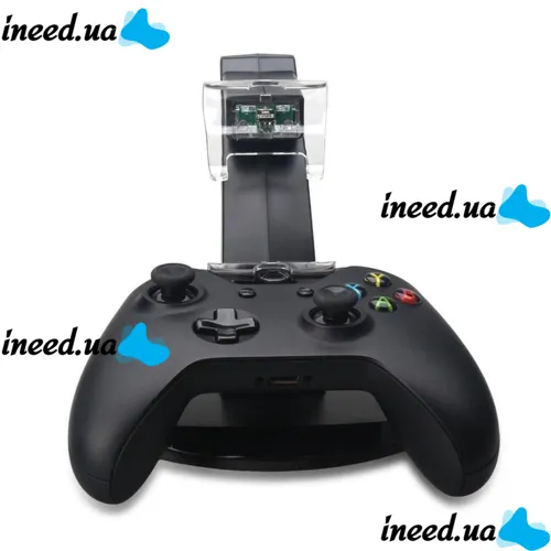 Зарядная подставка док станция для геймпадов XBOX ONE/ONE S/ONE X на 2 джойстика, Зарядное устройство для зарядки геймпадов с подсветкой Черная