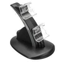 Зарядная подставка док станция для геймпадов XBOX ONE/ONE S/ONE X на 2 джойстика, Зарядное устройство для зарядки геймпадов с подсветкой Черная