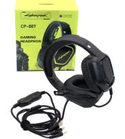 Игровые проводные наушники Cyberpunk CP-007 с подсветкой и микрофоном Геймерские полноразмерные наушники с гарнитурой для ПК и ноутбука 96491 Черные